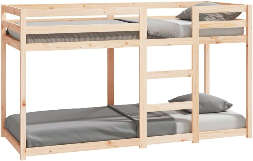 Cama litera Hommdiy para espacios reducidos, cama alta con barandillas, estructura de cama, 75x190 cm, madera maciza de pino