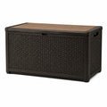 Caja de almacenamiento de polipropileno con aspecto de ratán, marrón, 120x50x60 cm