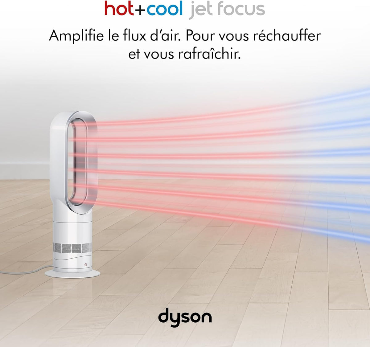 Calefactor y ventilador Dyson Hot+Cool Jet Focus AM09 – 2 en 1: calienta y enfría con un flujo de aire potente (Blanco/Plata)