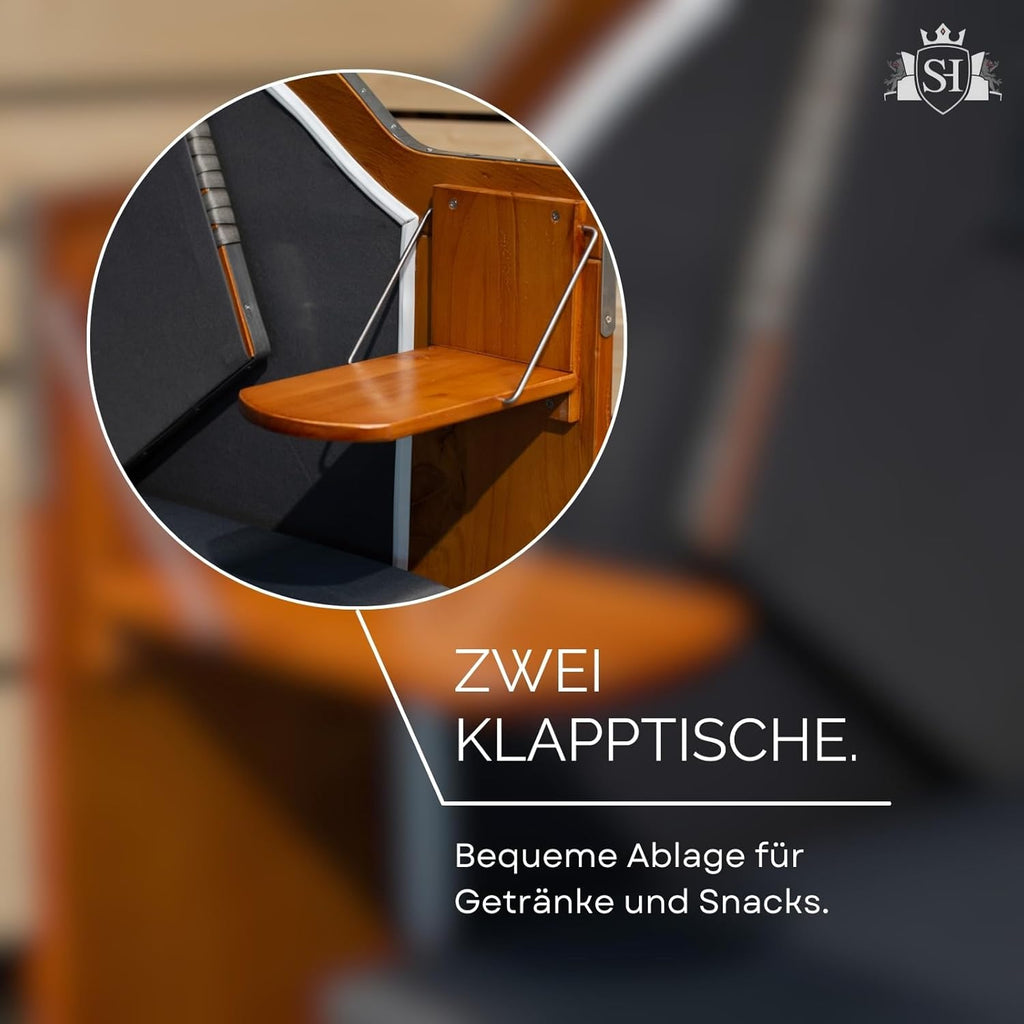 Strandkorb Hanse Ostsee 2,5 plazas Klassik XXL, 160 cm de ancho - Reclinable, ya montado, incluye ruedas para strandkorb, ideal para el hogar, balcón y terraza
