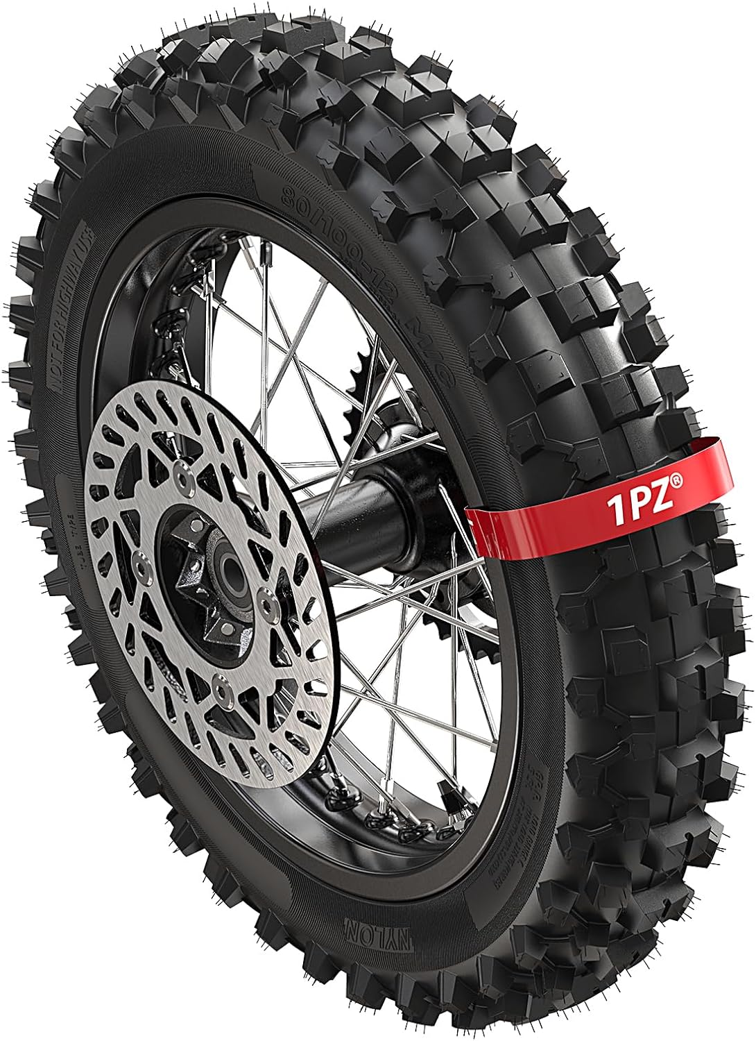 1PZ FR8-LD0 Rueda trasera completa 3.00-12 80/100-12 Neumático + Llanta premontada para scooter de 50-160cc (compatible con Honda Zoomer/Yamaha BW's) y Dirt Bike/Pit Bike - Reemplazo directo (tipo 12 pulgadas)