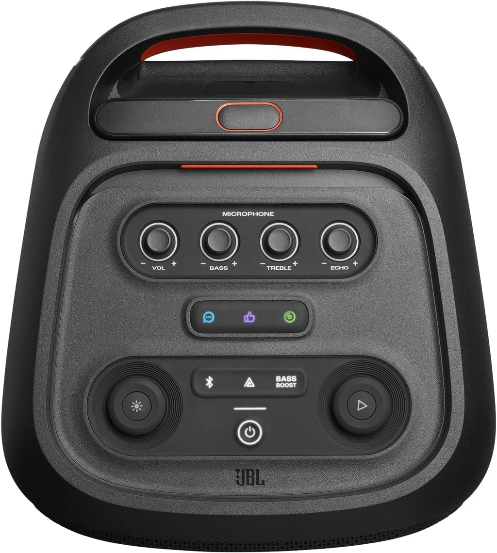JBL Partybox Stage 120 en negro: altavoz Bluetooth portátil con sonido JBL Pro, espectáculo de luces, refuerzo de sonido con IA y asa telescópica: 12 h de autonomía