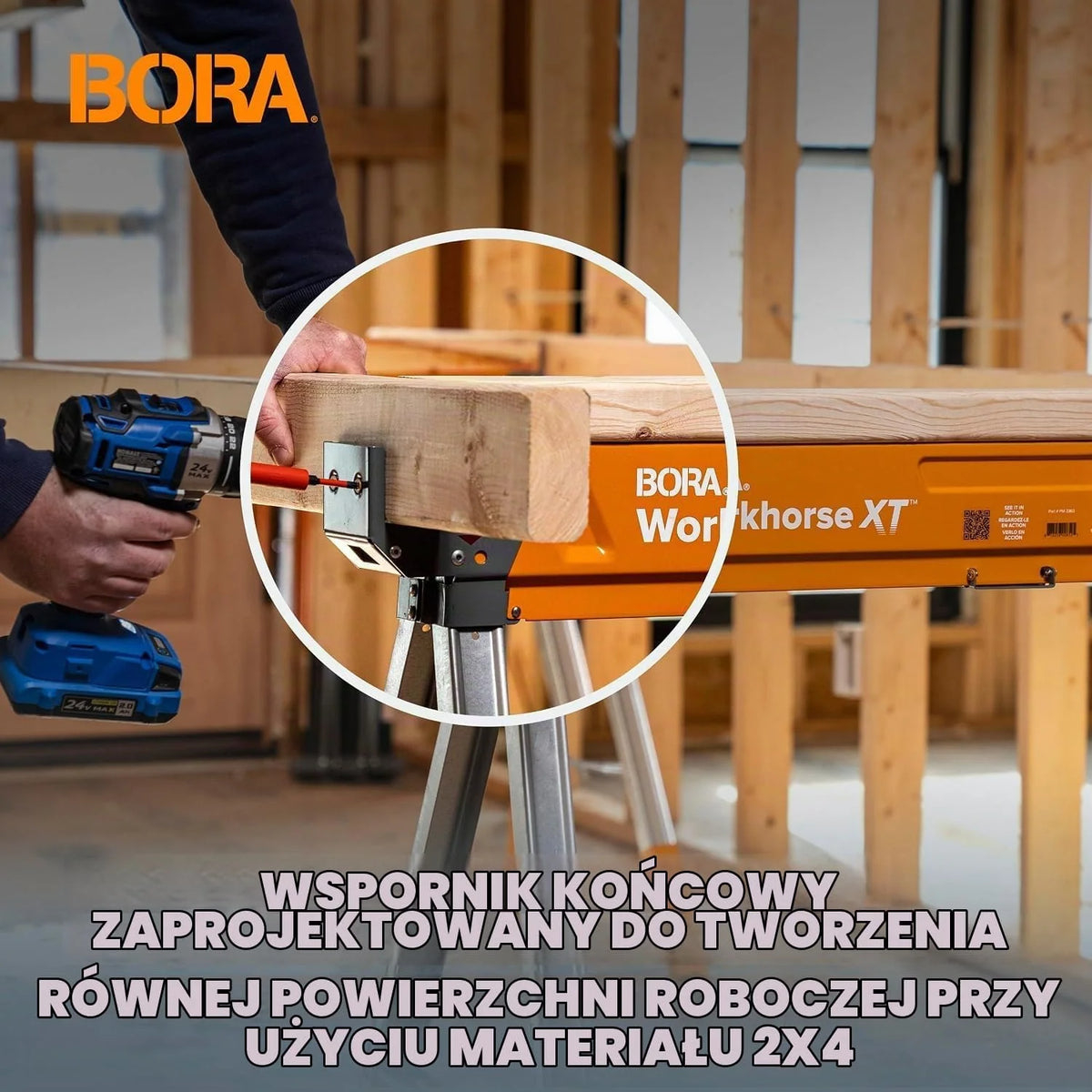 BORA Koń pociągowy XT Piła konie, składana, wytrzymała, regulowana wysokość, para z regulowanymi nogami, wytrzymała piła dla wykonawców, przenośny stół warsztatowy z wbudowanym otwieraczem do butelek