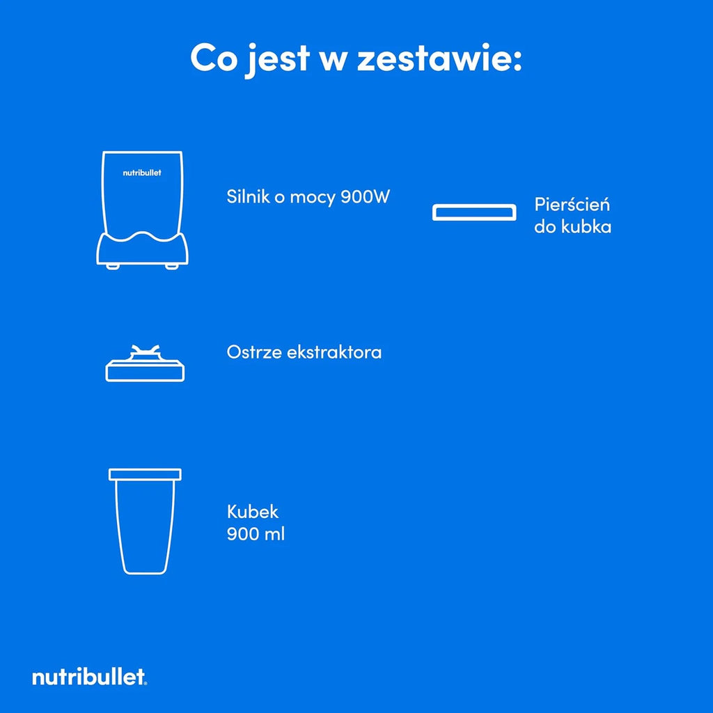 Nutribullet Pro 900 - Wielofunkcyjny Blender, Robienie Smoothie, Ekstraktor do Owoców i Warzyw, Kompaktowa Konstrukcja, Łatwy w Użyciu, Szybkie Czyszczenie, 900W, Mineralny Gołębi Szary (NB904MASN)