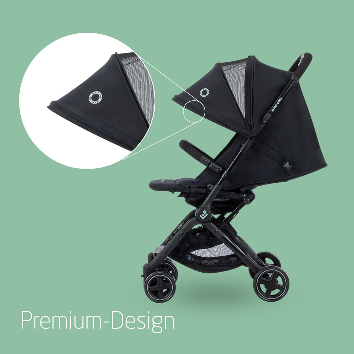 Cochecito para bebé Maxi-Cosi Lara2, 0–4 años, 0–22 kg, silla de paseo ultraligera y compacta, 3 posiciones de reclinado, posición horizontal, plegado compacto, correa para el hombro, Essential Black