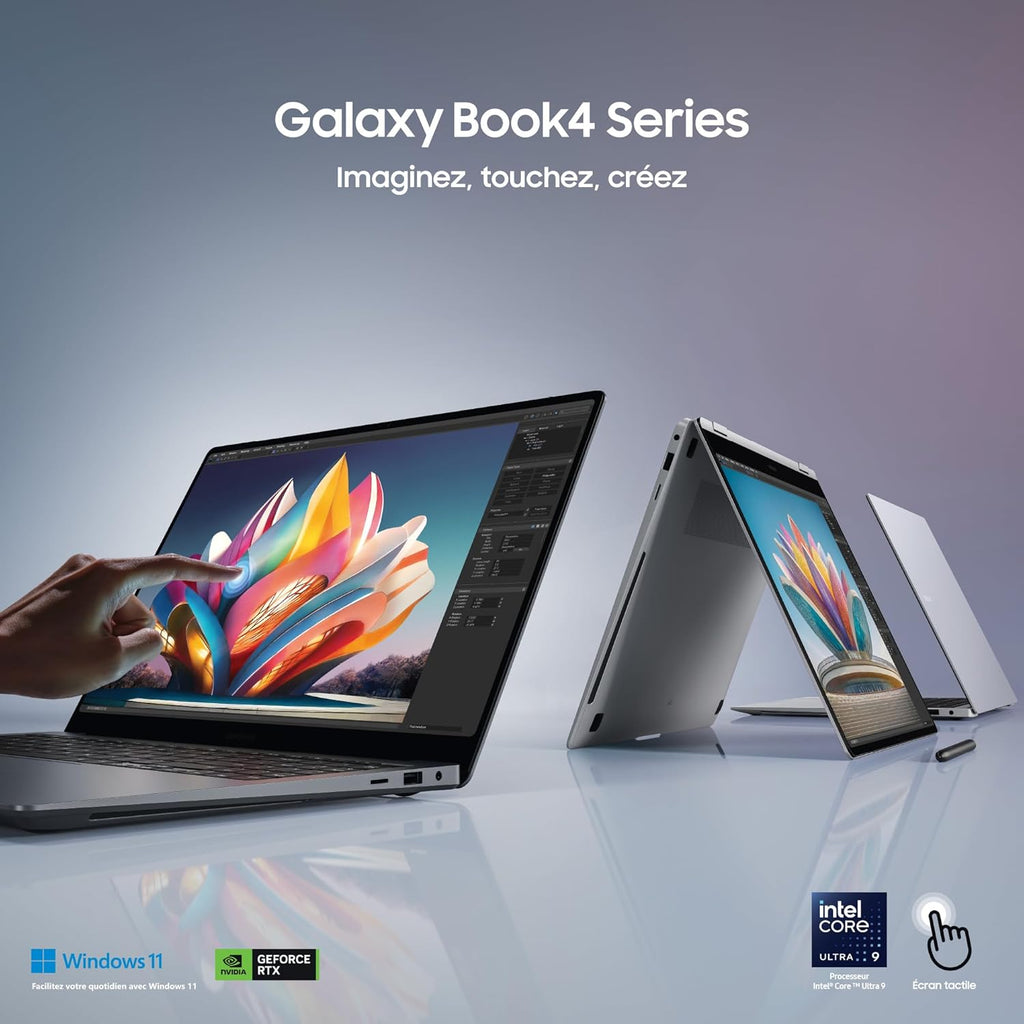 Samsung Galaxy Book4 360 Ordenador portátil 15.6'', Plataforma Intel Evo – Intel Core Ultra 7, 16GB RAM 512GB SSD Intel Graphics, Plata, teclado AZERTY FR