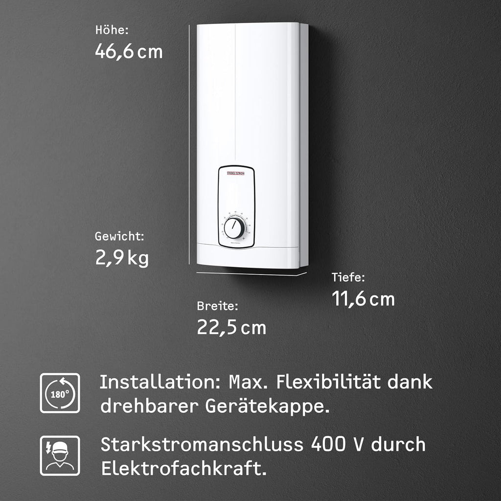 STIEBEL ELTRON Calentador de agua instantáneo electrónico de última generación DHB 27 ST Trend, especialmente eficiente energéticamente gracias a la tecnología 3i, selección de temperatura con precisión de grado, 204203