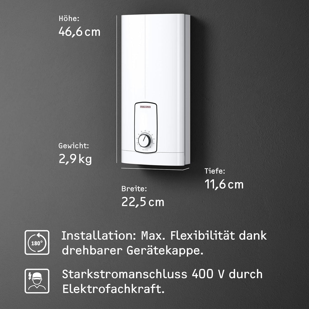 STIEBEL ELTRON Calentador de agua instantáneo electrónico de última generación DHB 27 ST Trend, especialmente eficiente energéticamente gracias a la tecnología 3i, selección de temperatura con precisión de grado, 204203