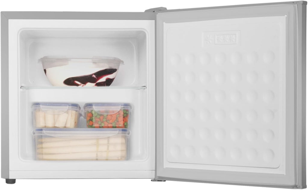 Minicongelador independiente Amica 50x48x44,5 cm 32 L, compartimento congelador de 4 estrellas con cubitera, modelo AGB 3010 E - aspecto de acero inoxidable
