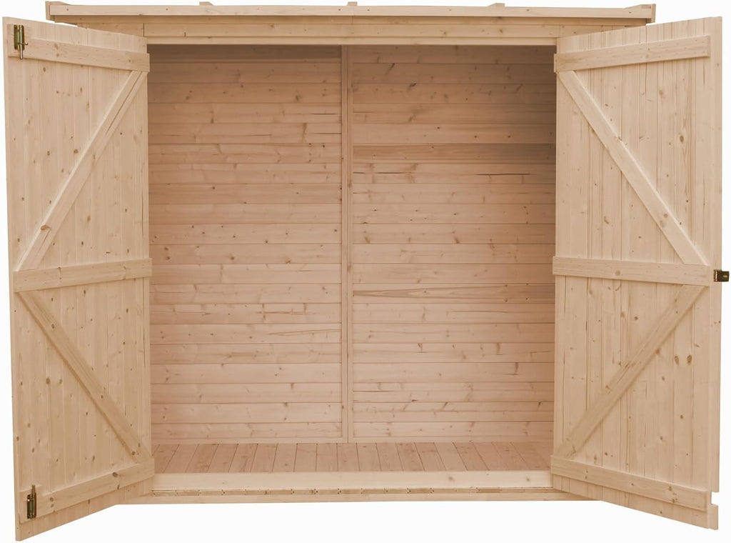 Cobertizo para herramientas de madera natural - Almacenamiento exterior sin ventanas A194x123x223 cm/2,1 m² Caseta de madera natural - Taller de almacenamiento de herramientas - TIMBELA M348