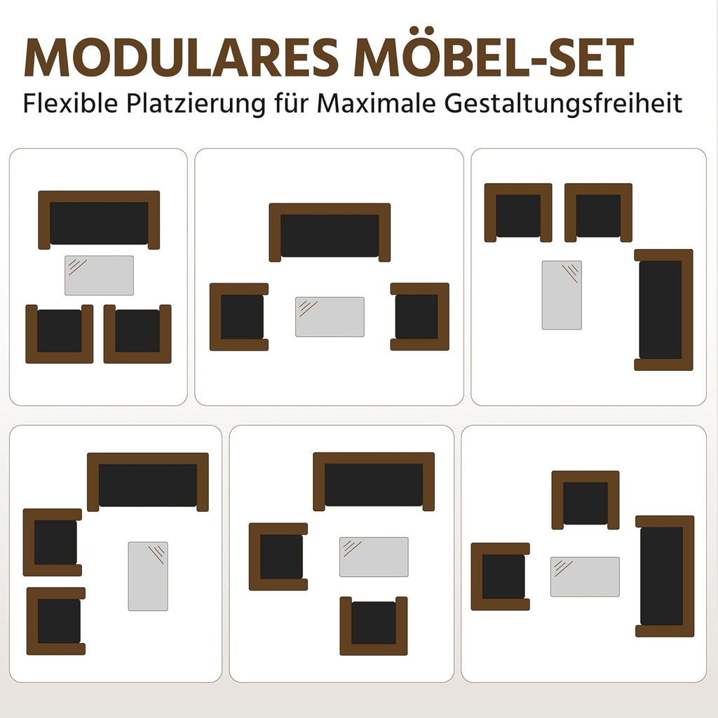 Yaheetech Set de muebles de jardín de 4 piezas, conjunto de muebles de balcón de poliratán para exterior con sofá de 2 plazas, 2 sillas, mesa y cojines para terraza/balcón/jardín, negro y gris