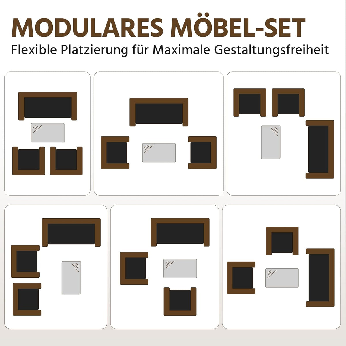 Yaheetech Set de muebles de jardín de 4 piezas, conjunto de muebles de balcón de poliratán para exterior con sofá de 2 plazas, 2 sillas, mesa y cojines para terraza/balcón/jardín, negro y gris