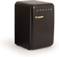 CREAR / RÉTRO FRIGO 83.5 PLATA/Refrigerador negro con manija dorada / 98W, bajo consumo, 2 estantes, regulador de temperatura, botellero, 56x54x84cm.