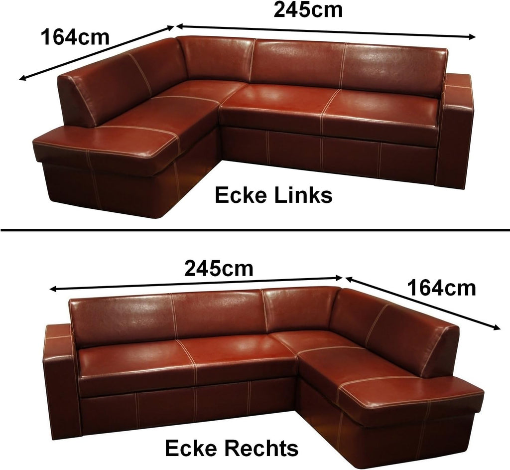 Sofá esquinero de piel auténtica Antalya I 245 x 164 cm negro, cuero con costuras decorativas, sofá con función cama y arcón, sofá esquinero de piel auténtica