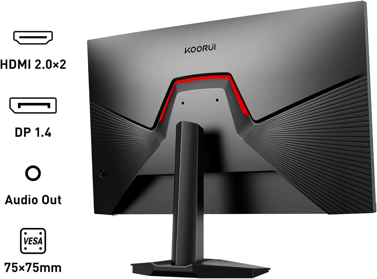 Monitor Gaming KOORUI 27 pulgadas, Fast IPS 200Hz HDR 400 1ms, Monitor de ordenador para juegos, DCI-P3 95% 350 nits, Adaptive-Sync, compatible con VESA 75 * 75mm, HDMI 2.0/DP1.4
