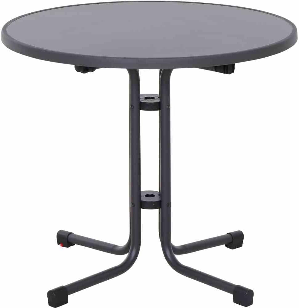 Mesa plegable Paco Ø 80 cm antracita mate acero/melamina
