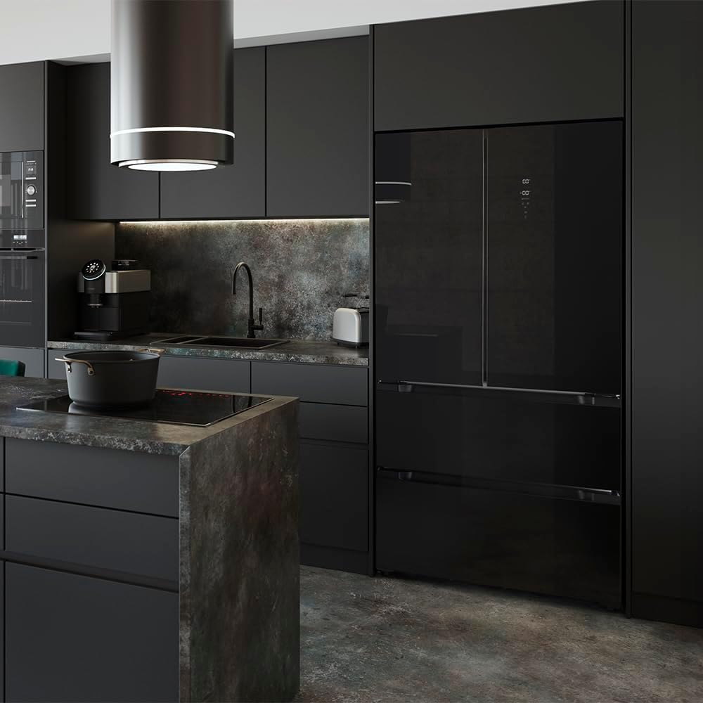 Frigorífico Cecotec French Door de cristal 510 L Bolero CoolMarket FD 510 Glass E. 183 cm de alto, 84 cm de ancho, motor Inverter Plus, refrigeración y congelación rápida, MultiAirFlow, Total NoFrost