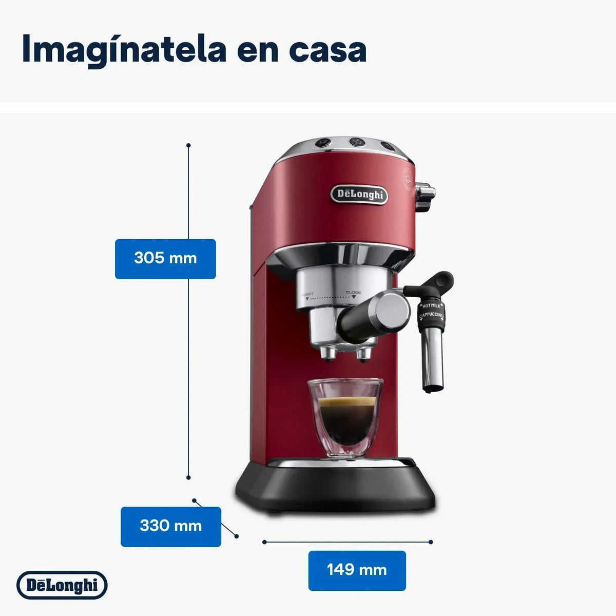 De'Longhi Dedica – Cafetera de bomba de acero inoxidable para café molido o monodosis, espresso y capuchino, depósito de 1,3 litros, sistema antigoteo, modelo EC685.M, color metal