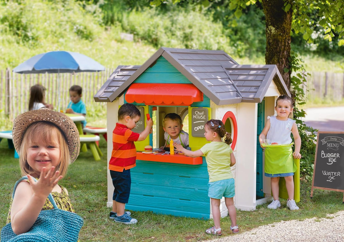 Smoby Life Garden House - Casa de Jardín Infantil - Incluye Jardinera, Comedero para Pájaros, Herramientas y Accesorios - Protección UV - Material Reciclado - más de 2 años (7600810408)