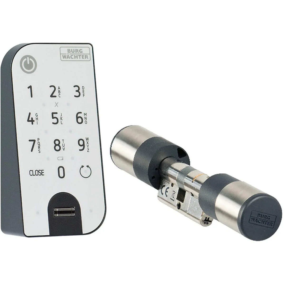 BURG-WÄCHTER Cerradura electrónica para puerta ENTRYeasy 7602 FP Cilindro Teclado App Huella dactilar Código PIN Llave inalámbrica Acero inoxidable