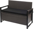 Banco de jardín Mendler Poly-Rattan 2 plazas HWC-F39AM, banco arcón, compartimento de almacenamiento con cojín - gris, cojines negros