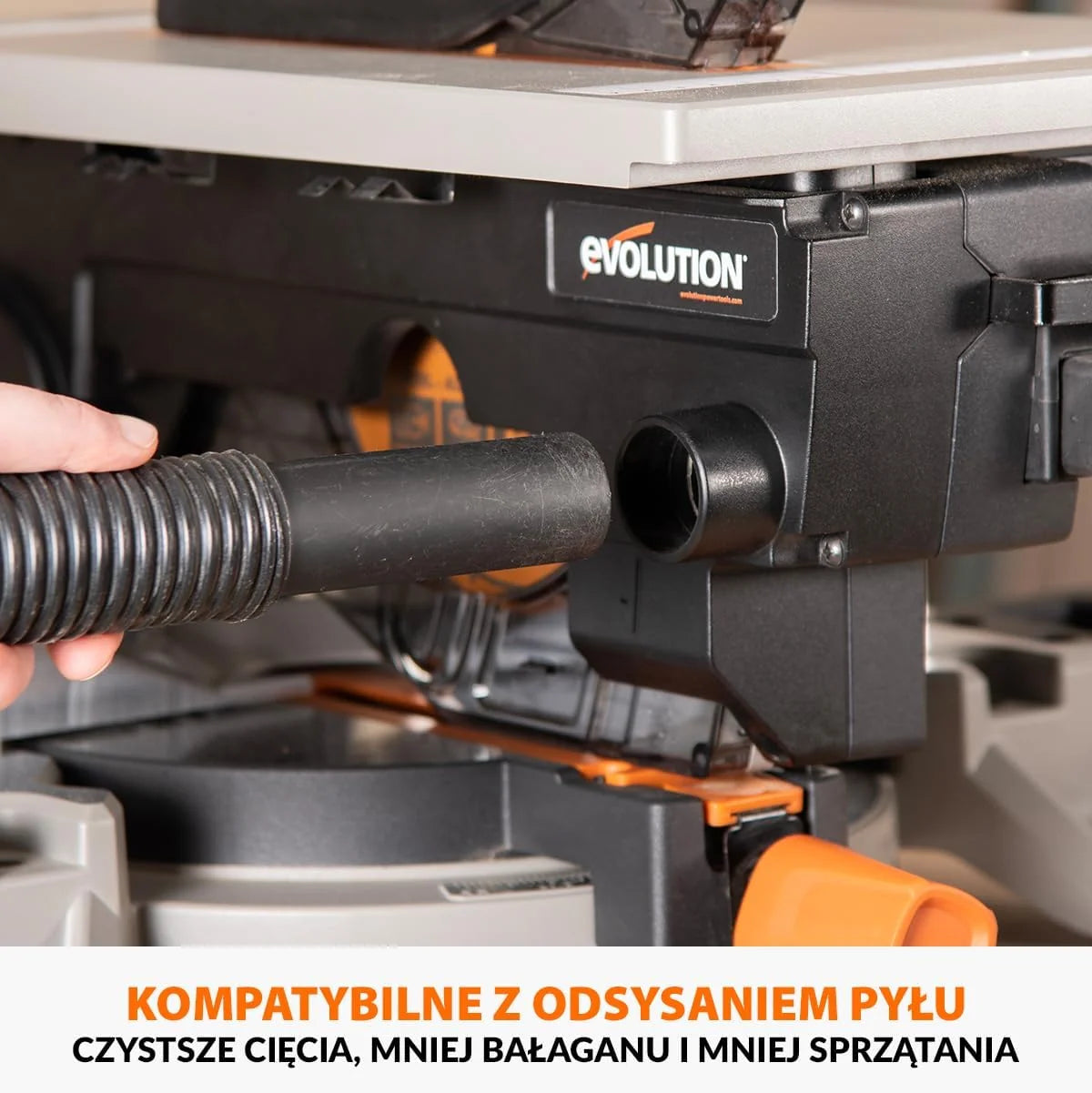 Evolution Power Tools R210MTS-G2 Zmienna piła ukośna/stołowa, kompaktowa, wielofunkcyjne cięcie różnych materiałów, ostrze TCT w zestawie do cięcia drewna, plastiku i metalu, 210mm