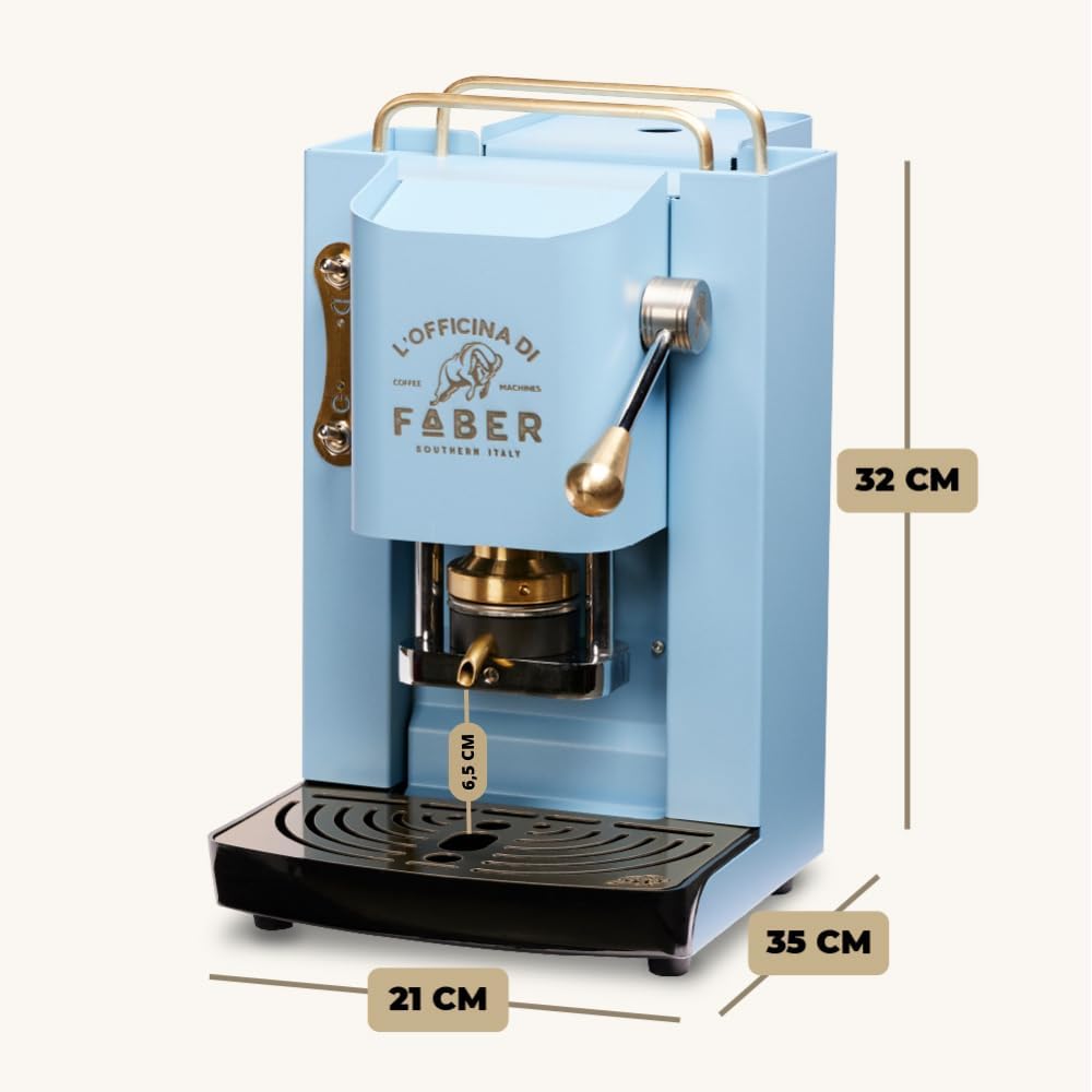 Cafetera Faber PRO Total Deluxe de latón, papel ESE de 44 mm, 1,3 litros, (blanco)