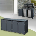 Casetas para cubos de basura ML-Design para 4 cubos de 240 L, 264x80x116,3 cm, antracita, acero, resistente a la intemperie, cobertizo para cubos de basura con cerradura, con tapa abatible/4 puertas, contenedor para cubos de basura, cubretambores