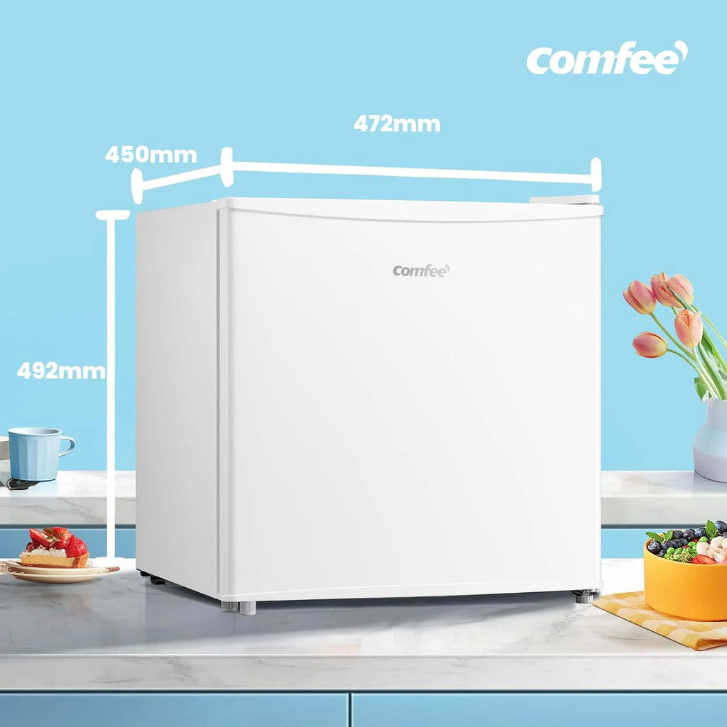 Comfee Wolnostojąca, RCU40WH2(E) mini zamrażarka, 31 l, 4-gwiazdkowa komora zamrażania, kompaktowy rozmiar, dwustronny zawias drzwiowy, regulowane nóżki, 147 kWh/rok, biała