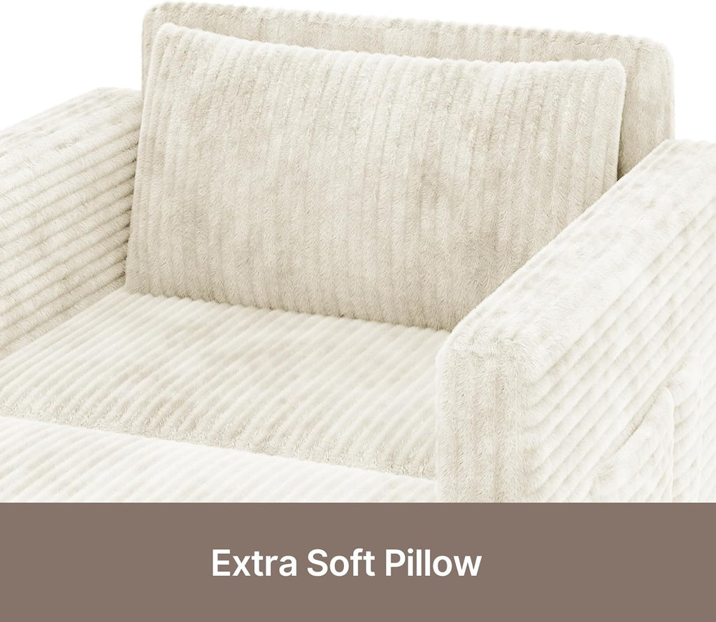 Sillón cama 3 en 1 Xbro con función de descanso, sofá cama individual extraíble, sofá cama con función de descanso, sillón cama de pana con cojín, sofá plegable para salón, dormitorio, beige