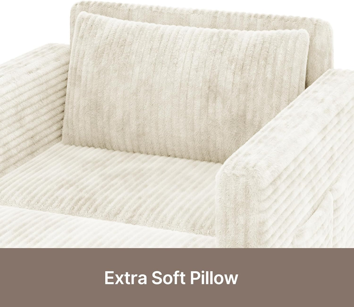 Sillón cama 3 en 1 Xbro con función de descanso, sofá cama individual extraíble, sofá cama con función de descanso, sillón cama de pana con cojín, sofá plegable para salón, dormitorio, beige