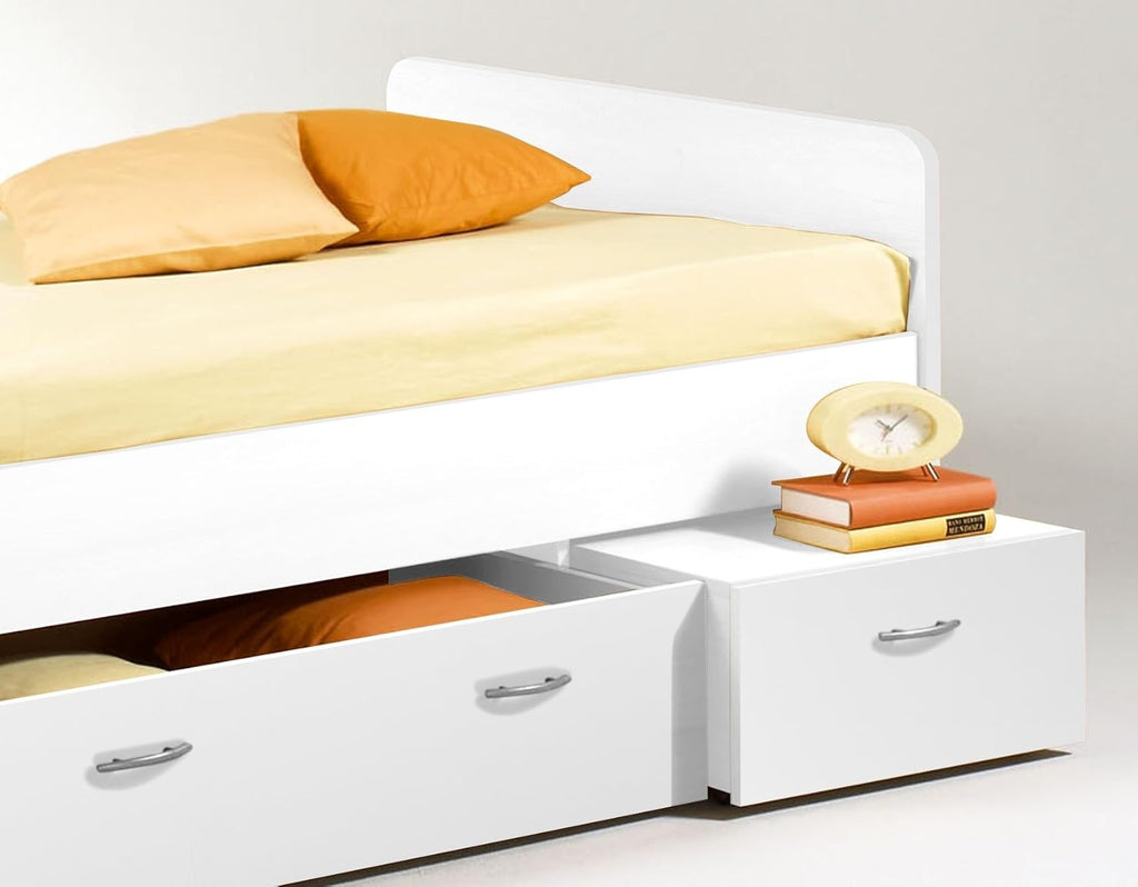Cama individual moderna Boro con 3 cajones 90 x 200 cm - Práctica cama tipo litera para habitación juvenil en blanco - 95 x 66 x 204 cm (ancho/alto/fondo)