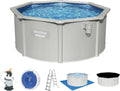 Bestway Hydrium - Piscina de pared de acero con filtro de arena, diámetro de 300 x 120 cm, gris, redonda