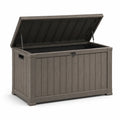 Caja de jardín efecto madera de polipropileno marrón