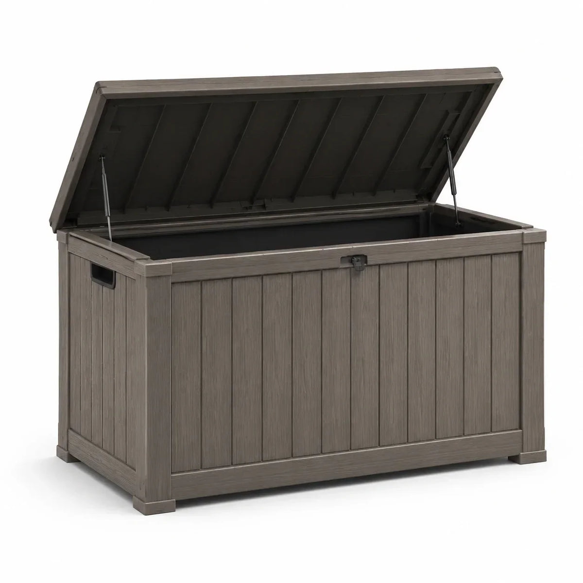 Caja de jardín efecto madera de polipropileno marrón