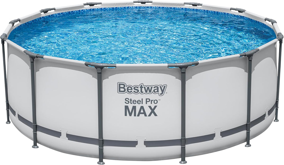 Set de piscina elevada Bestway® Steel Pro MAX™ con bomba de filtro, Ø 396 x 122 cm, gris claro, redonda