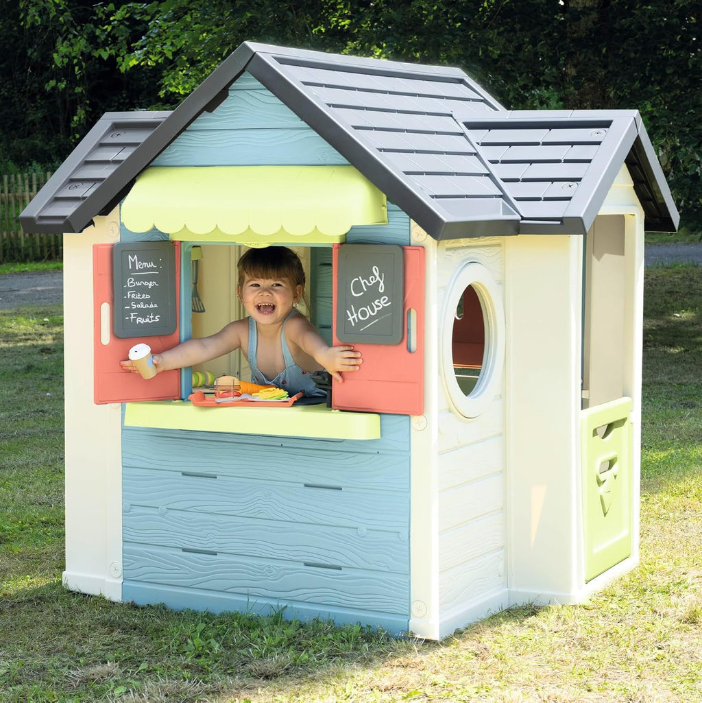 Smoby Life Garden House - Casa de Jardín Infantil - Incluye Jardinera, Comedero para Pájaros, Herramientas y Accesorios - Protección UV - Material Reciclado - más de 2 años (7600810408)