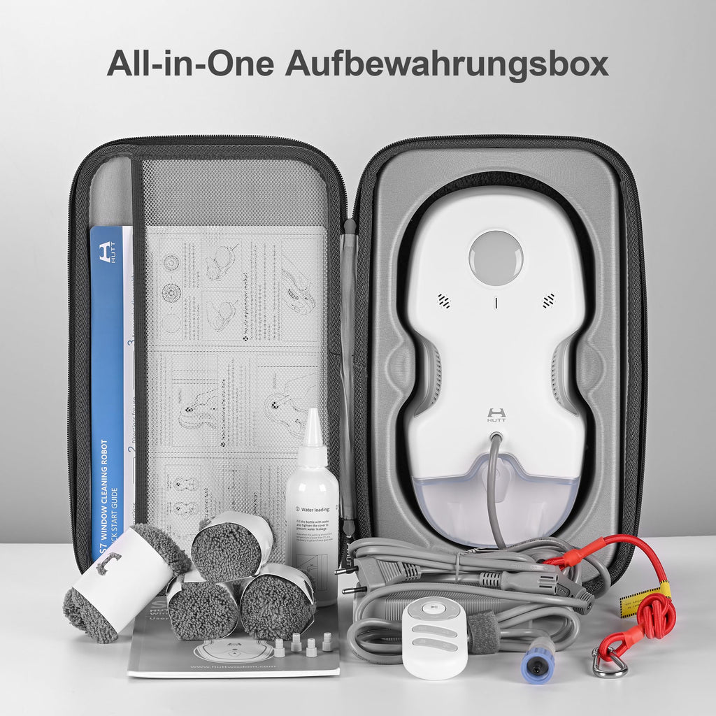 Robot limpiacristales HUTT S7 con función de pulverización activa, potencia de succión de 6500 Pa, almohadilla flotante 3D, depósito de 80 ml, protección múltiple y 8 paños