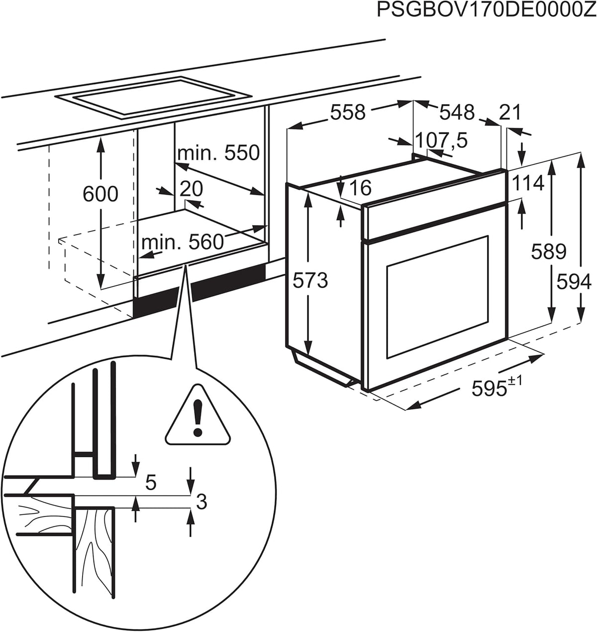 Horno empotrable AEG – Serie 5 Aire caliente circular: resultados de cocción uniformes en 3 niveles – Autolimpieza por pirólisis – 25 programas automáticos – Pantalla táctil LED – Calentamiento rápido – Negro – BPE53516AB