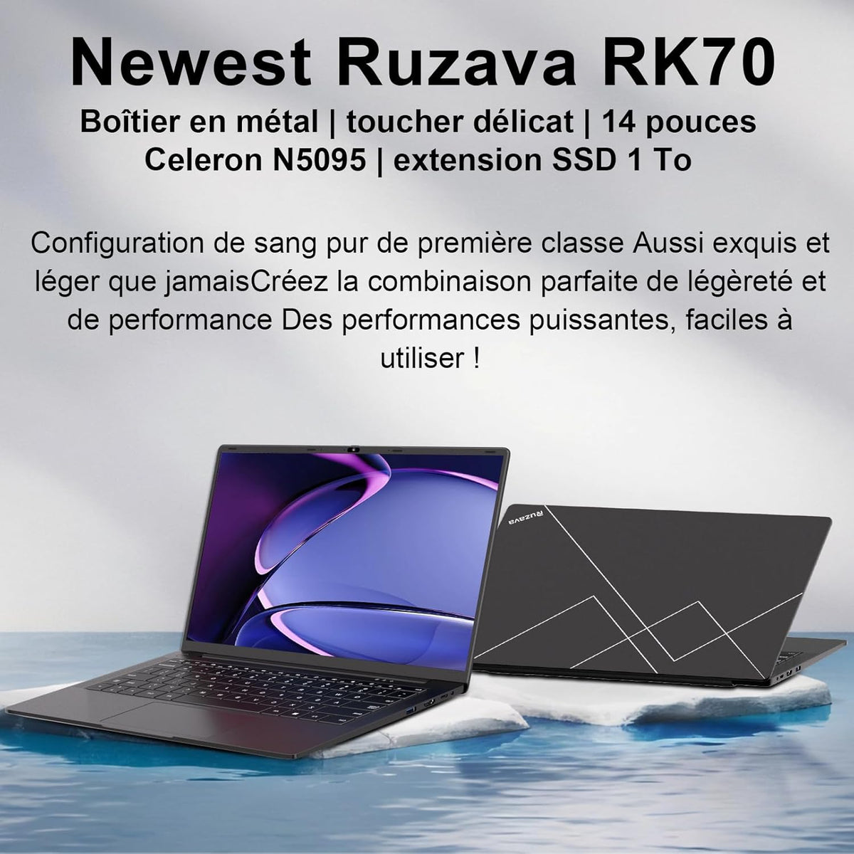 Portátil de 14 pulgadas Celeron N5095 Win11 Pro 8 GB RAM 256 GB SSD con expansión de 1 TB, WiFi 5G, FHD 1920x1080, PC portátil con ratón inalámbrico, teclado QWERTY con membrana de teclado AZERTY - Negro metalizado