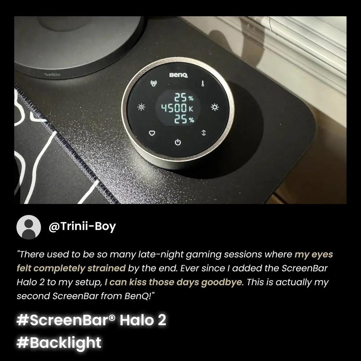Lámpara de monitor ScreenBar Halo 2 con luz trasera, USB, 5 W, 2700–6500 K, regulable, sensor de movimiento, mando inalámbrico, para monitores de 0,43–6 cm