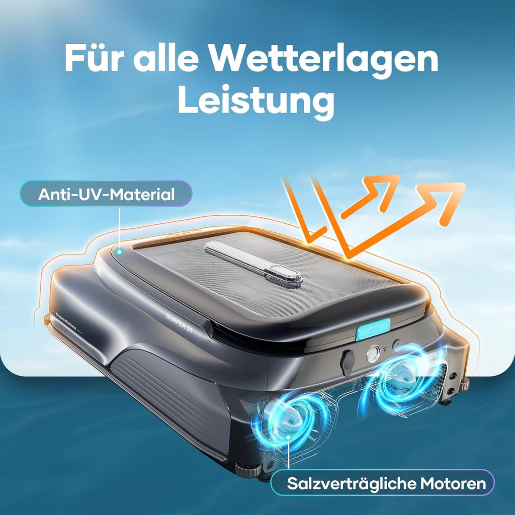 Limpiador de superficie para piscinas AIPER Surfer S1, robot de piscina con batería y energía solar, limpieza de superficie de agua, 20 horas de autonomía, aplicación inteligente, temperatura del agua, ideal para todo tipo de piscinas