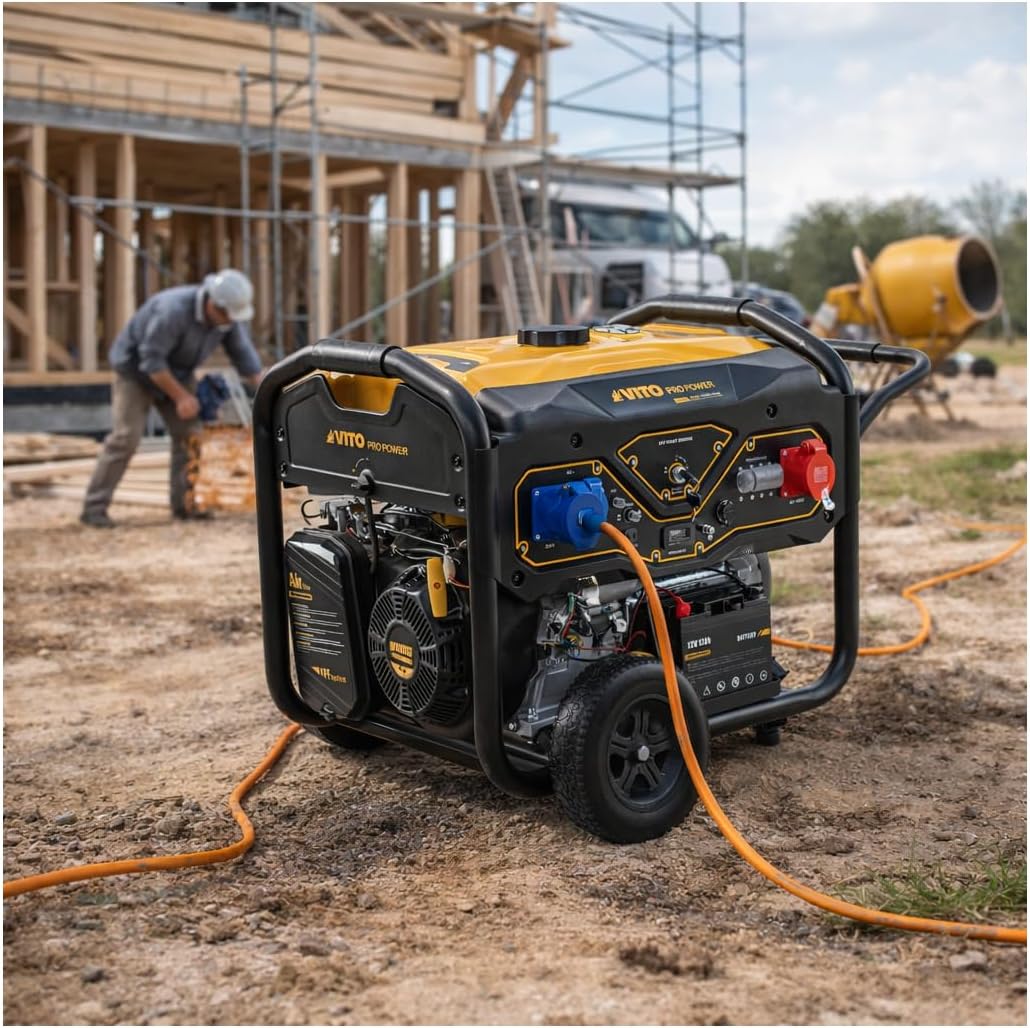 VITO - Generator prądotwórczy na benzynę 8.0kVA 18CV trójfazowy, uruchomienie elektryczne i ręczne, AVR, zbiornik 25L, generator do domu i budowy