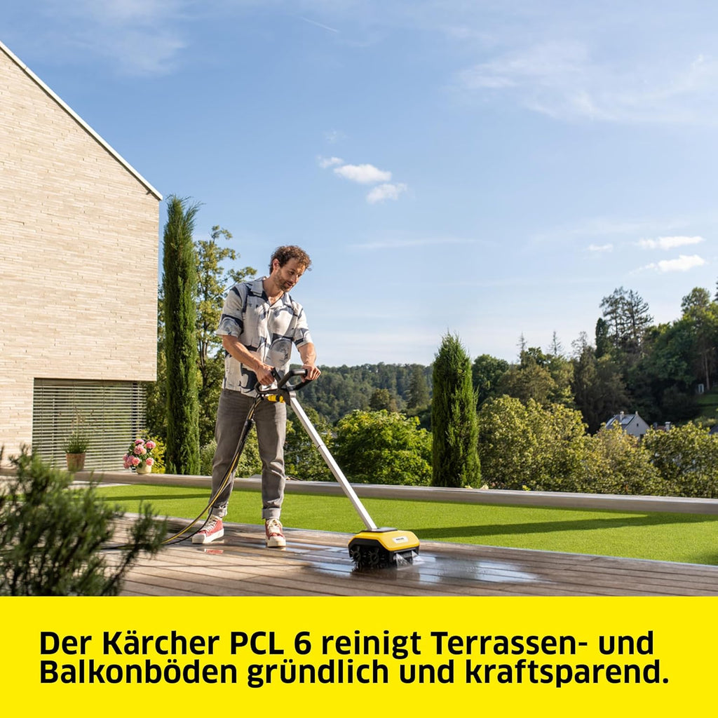 Limpiador de terrazas Kärcher PCL 6, presión: máx. 10 bar, caudal de agua: máx. 180 l/h, ancho útil: 300 mm, velocidad de rotación del cepillo 600-800 rpm, para madera y compuestos de plástico