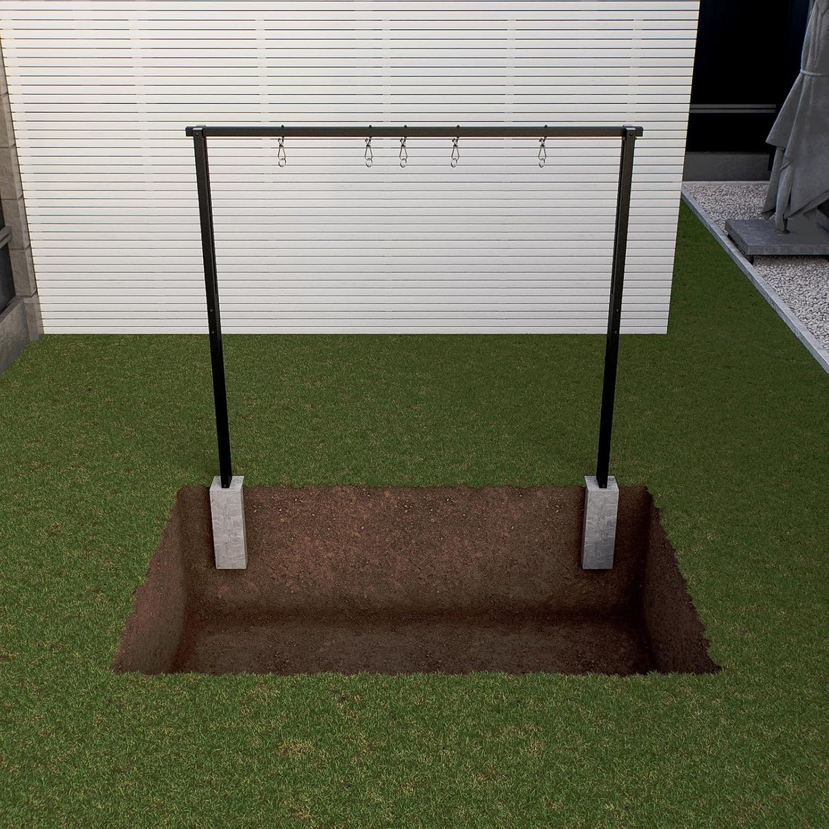 Estructura de columpio QLS 260 cm, soporte para columpio doble, estructura de acero para nido de columpio, negro