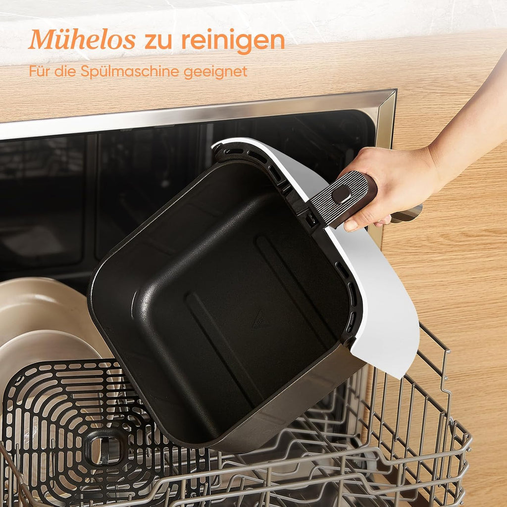 Freidora de aire Cosori Turboblaze, freidora de aire 9 en 1 XXL de 6 l, motor CC silencioso con 5 niveles de velocidad, asar, hornear, fermentar, deshidratar, 87 recetas, 64 % de ahorro de energía, blanco