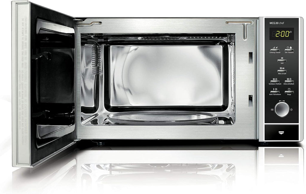 CASO MCG30 Ceramic Chef Ganador del test Haus & Garten, microondas 3 en 1 con grill + convección 2100W 30L, base de vidrio de borosilicato, función de horno hasta 200°C