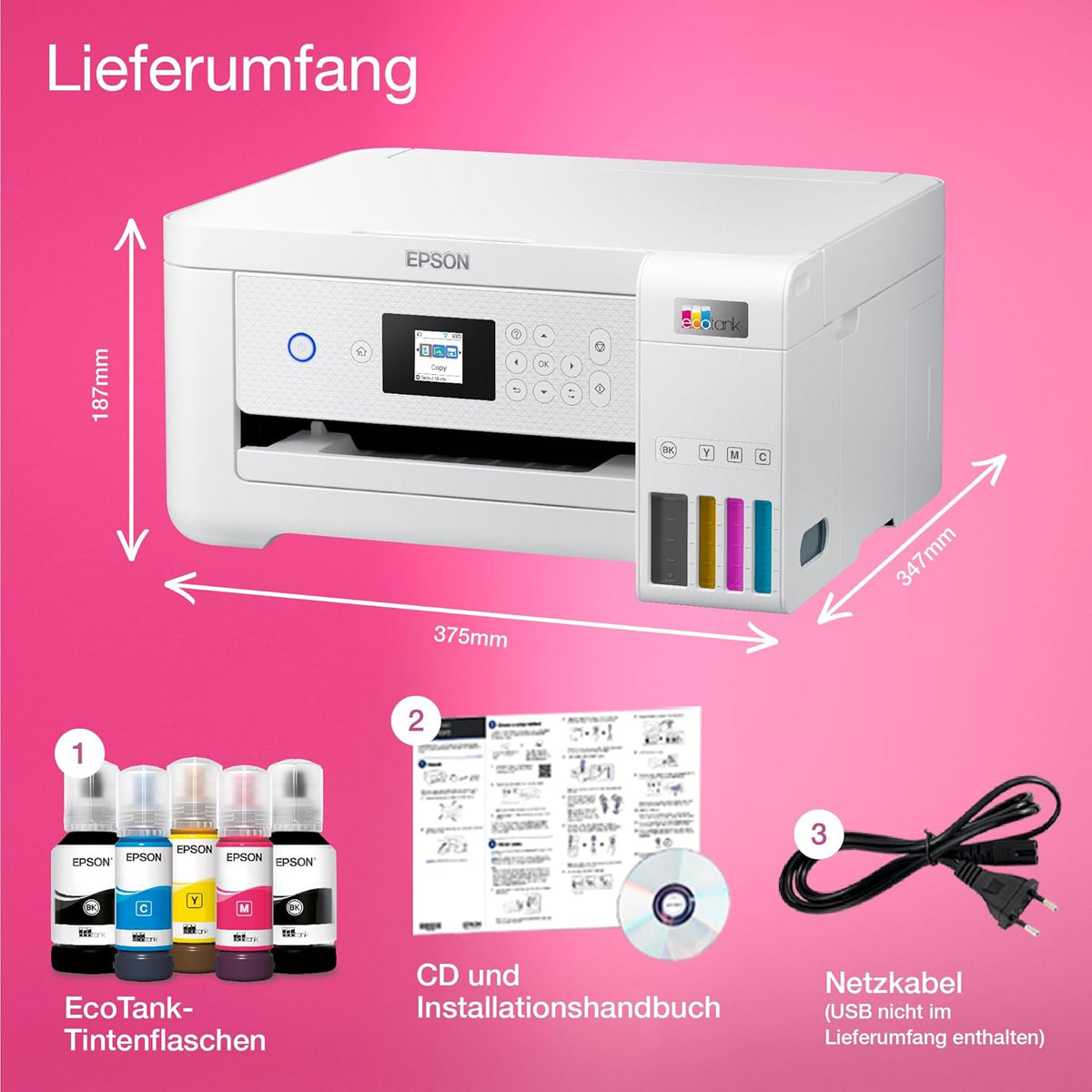 Impresora multifunción de inyección de tinta Wi-Fi Epson EcoTank ET-2826 A4, con un suministro de tinta incluido de hasta 3 años