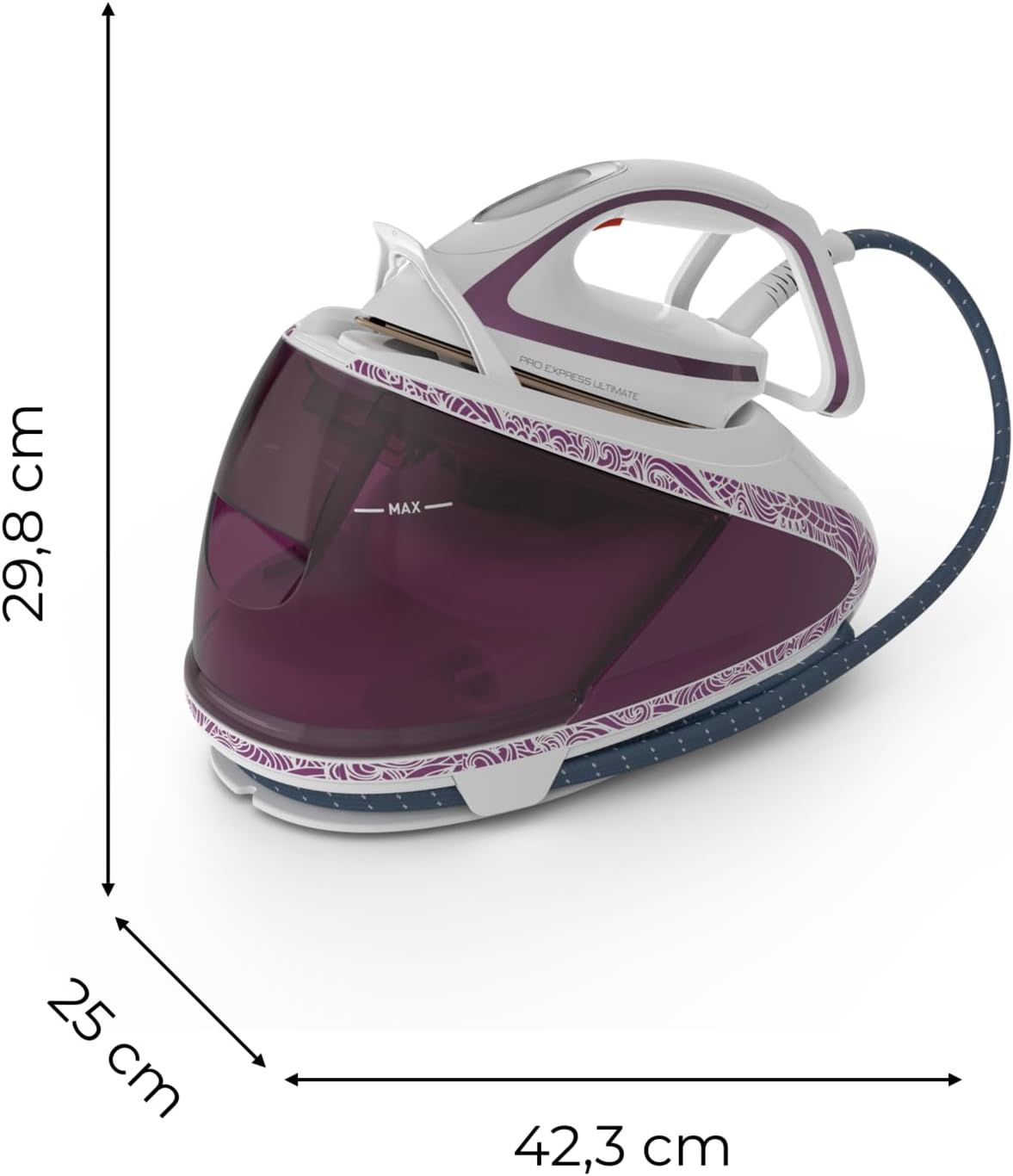 Calor Pro Express Ultimate, Centro de planchado de alta presión, 7,3 bares, caudal de vapor 490 g/min, 5 ajustes, fabricado en Francia, GV9560C0