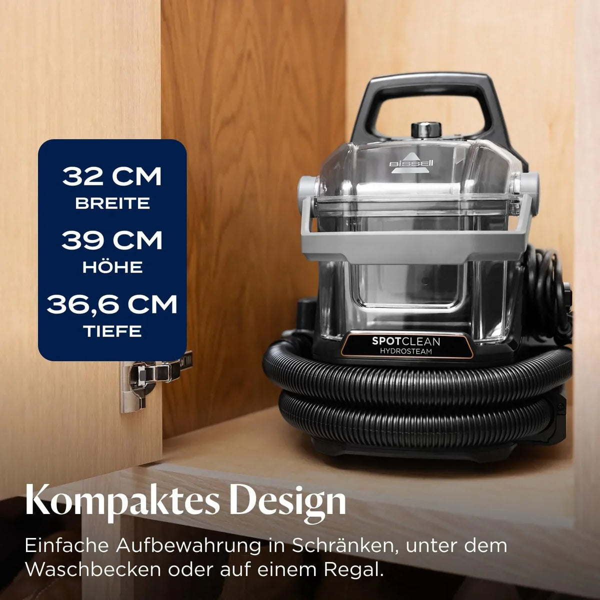 Limpiador de alfombras y vaporizador Bissell SpotClean HydroSteam 1000W 3689N aspiradora en húmedo para alfombras, tapicería y coche
